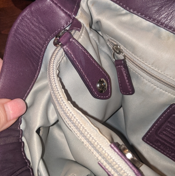 Coach Ashley Pleated Satchel in Purple Leather - Picture 9 of 16